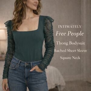 Intimately Free People It Must Be Love Tongue Tied Bodysuit Thong Ruffle Mesh